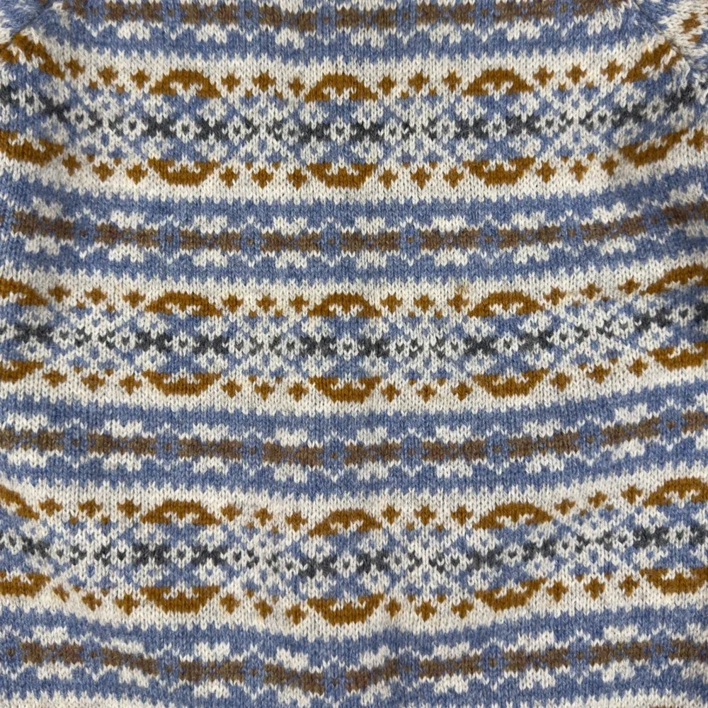 Vtg 70s McGregor Fair Isle Wool Blend Sweater Men's Large Blue Made USA Guam